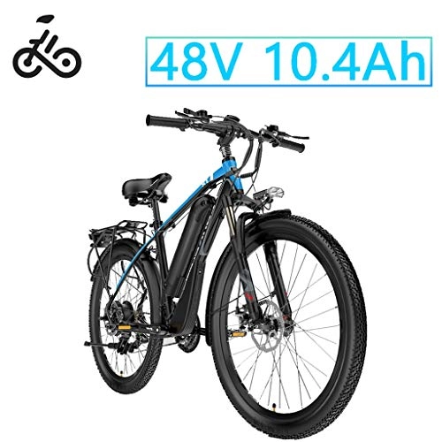 Mountain bike elettriches : LYRWISHLY 26 Pollici Ruote Bici Lega di Alluminio 48V 10.4AH Batteria al Litio Mountain Bike Biciclette, Shimano 21 velocità (Color : Blue)