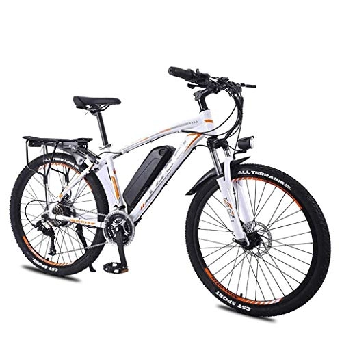 Mountain bike elettriches : LZMXMYS Bici elettrica, 26 Pollici Bici Ruote in Lega di Alluminio 36V 13Ah Lithium Battery Mountain Bike Biciclette, 27 Trasmissione City Bike Leggero (Color : White)