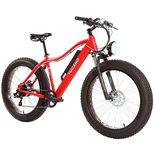 Mountain bike elettriches : marnaula tucano Monster 26 ″ MTB (Rosso) Motore: Bafang Ruota Posteriore 500watt 48v