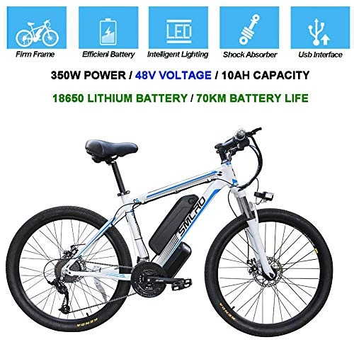 Mountain bike elettriches : PROEBIKE 48V / 10Ah agli ioni di Litio della Bici di Montagna / Commute Ebike, 360W Lega di Alluminio-Bici della Bicicletta Removibile, Pulsante Smart 5 Marce, Bicicletta Elettrica per Adulto Unisex