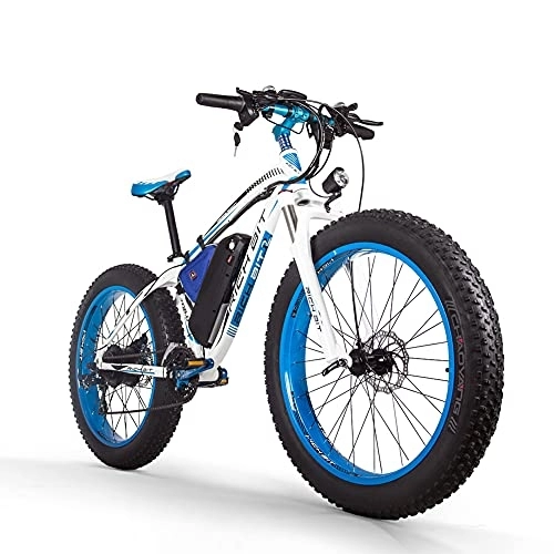 Mountain bike elettriches : RICH BIT Bici elettrica da uomo TOP-022 26"Electric Mountain Bike 48V 12.5AH Batteria al litio Fat Tire Snow Ebike (blu)