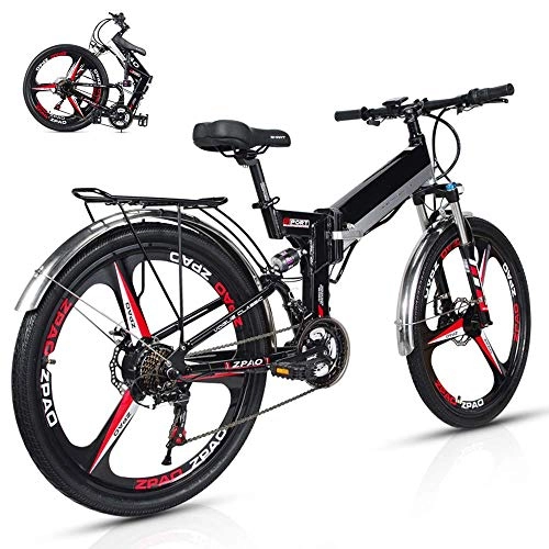 Mountain bike elettriches : RZBB Elettrico Mountain Bike, 26" E-Bike City Bike Commuter Bike, 350W 48V 10.4Ah Batteria al Litio, Shimano 21 Speed Gear