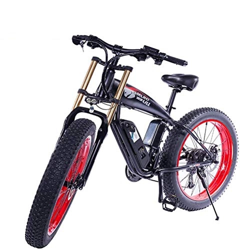 Mountain bike elettriches : SHOE Batteria al Litio da 20 Pollici Pneumatici Grasso A velocità Variabile, con Grande capacità Rimovibile agli Ioni di Litio (48V 500W), Bici Elettrica per Adulti, Black Red