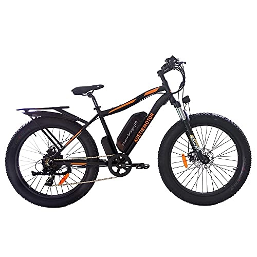 Mountain bike elettriches : SO7 B Electric Mountain Bike, 750W Motor 48V 13AH Removable Lithium Battery Ebike with Rack, 26" 4.0 inch Fat tire Bike, Electric Bicycle
