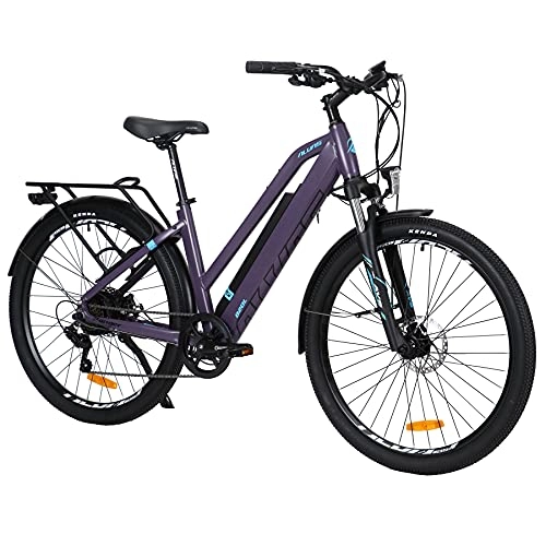 Mountain bike elettriches : TAOCI Bici Elettrica BAFANG Motore Brushless, 27.5" 36V / 12.5Ah Batteria Al Litio Rimovibile, Mountain Bike Elettrica Commuter con Shimano 7-Velocità (purple)