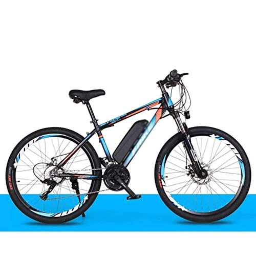Mountain bike elettriches : WLWWCX Mountain Bike, Batteria-Range di Chilometraggio 30-50Km, Utilizzato in Montagna E off-Road Biciclette A Pedalata Assistita con Freno A Disco, Black Blue, 21 Speed 8A36km