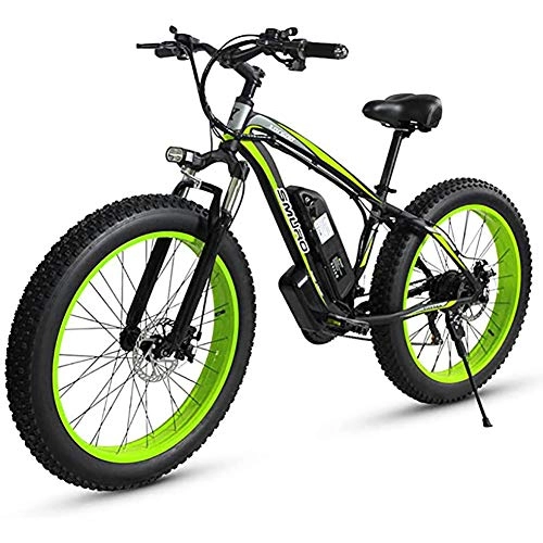 Mountain bike elettriches : WXX Adulti Fat Tire MTB Elettrica, Lega di Alluminio da 26 Pollici off Road Bikes Neve 350W 48V 15AH al Litio della Batteria della Bicicletta Ebike 27 Costi 4.0 Ampia Rotella Ciclomotori, Verde