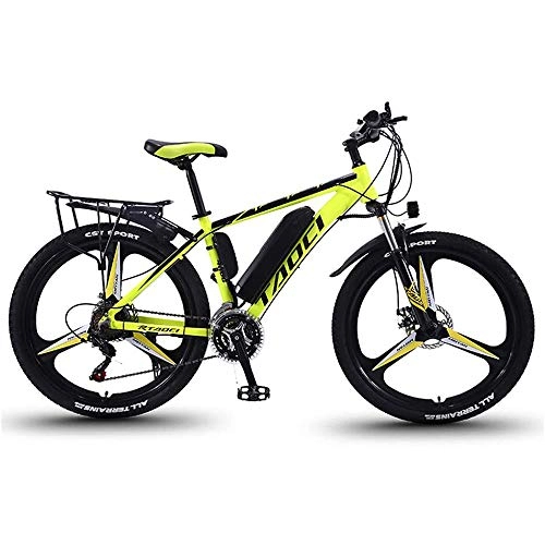 Mountain bike elettriches : YDBET Elettrico Mountain Bike, E Bikes Biciclette per Adulti Uomini 27-velocità 26" 36V 350W 13Ah 80 km al Litio Rimovibile Montagna-Bici per Gli Uomini, Giallo
