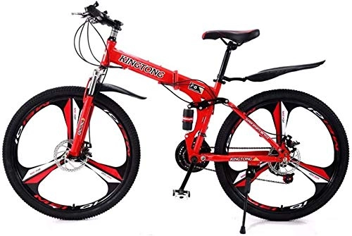 Mountain Bike pieghevoles : 24-inch Folding Mountain Bike Pieghevole Citt Studenti Adulti Confortevole velocit off-Road Bike Doppio Shock Disc (Color : Red, Size : 24 Speed)