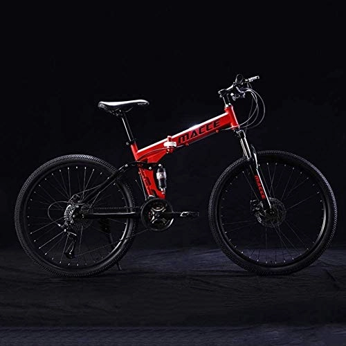 Mountain Bike pieghevoles : Cesto sporco Mountain Bike 24 Pollici Folding Bike, 21 velocit Telaio in Acciaio Pieghevole Kids Bike MTB, Acciaio al Carbonio Telaio a velocit variabile Assorbimento di Scossa (Color : Red A)