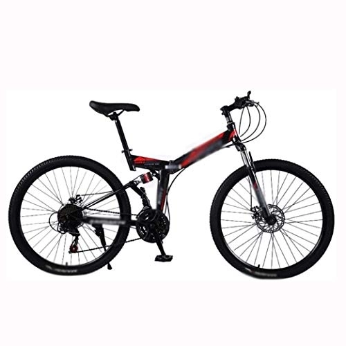 Mountain Bike pieghevoles : COUYY Bicycle Pieghevole Mountain Bike-Model Rafforza Assorbimento d'urto-21 / 24 / 27 Spostamento di palcoscenico Unisex-Adult Bike, Rosso, 24 Speed