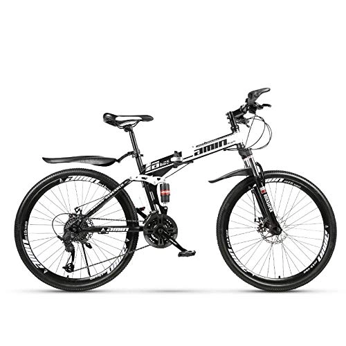 Mountain Bike pieghevoles : Domrx Foldinge 24 / 26 Pollici 21 / 24 / 27 / 30 velocità Doppio Freno Ammortizzatore velocità variabile Bicicletta per Adulti-Grigio Top_24inch_24 velocità