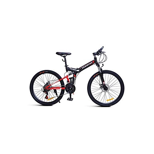 Mountain Bike pieghevoles : Jinan Phoenix Bicicletta Pieghevole for Uomini e Donne Doppio Ammortizzatore 24 Freni a Doppio Disco velocit for Adulti for Mountain Bike A3.0 26 Pollici Nero Rosso (Color : Black Red)