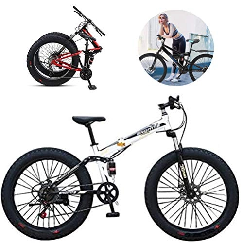 Mountain Bike pieghevoles : LHY Folding Mountain Bike, Città Biciclette, Urban Commuter Cycl ATV Trasmissione Damping Neve Bike Beach Biciclette Double Disc della Rotella 26 / 24 Pollici 21 velocità, D, 24