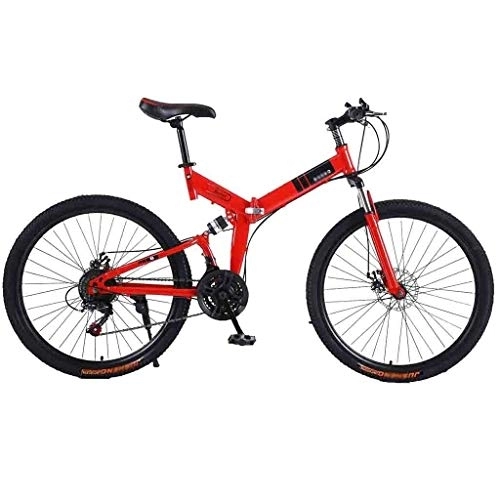 Mountain Bike pieghevoles : LILIS Mountain Bike Biciclette Mountain Bike for Adulti MTB Pieghevole Strada Biciclette for Uomini e Donne 26in Ruote Regolabile velocità Doppio Freno a Disco (Color : Red, Size : 24 Speed)