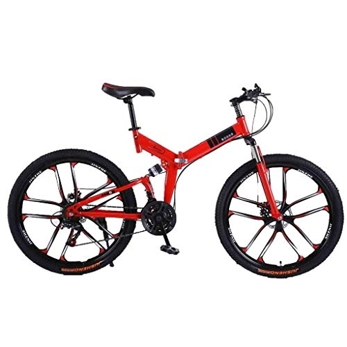 Mountain Bike pieghevoles : LILIS Mountain Bike Biciclette Mountain Bike for Adulti MTB Pieghevole Strada Biciclette for Uomini e Donne 26in Ruote Regolabile velocità Doppio Freno a Disco (Color : Red2, Size : 30 Speed)