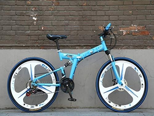 Mountain Bike pieghevoles : liutao, mountain bike da 26 pollici, 21 velocità, pieghevole, con doppio freno a disco, adatta per adulti, 24 cm, colore: blu cielo