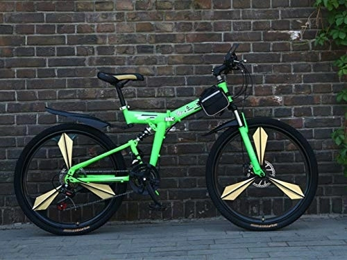 Mountain Bike pieghevoles : liutao, mountain bike da 26 pollici, 21 velocità, pieghevole, con doppio freno a disco, adatta per adulti, 66 cm, colore: verde