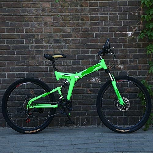 Mountain Bike pieghevoles : liutao, mountain bike da 26 pollici, 21 velocità, pieghevole, con doppio freno a disco, adatto per adulti 24inch F verde