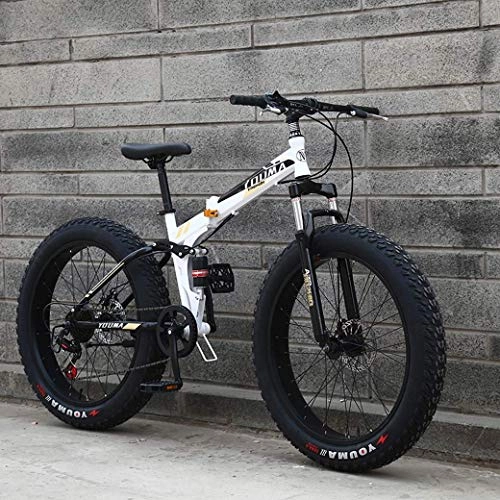 Mountain Bike pieghevoles : LLLQQQ Mountain Bike Uomo, 26inch Fat Tire Hardtail Snowmobile, Doppio Telaio ammortizzato e sospensioni Forcella all Terrain Bicicletta della Montagna per Adulti