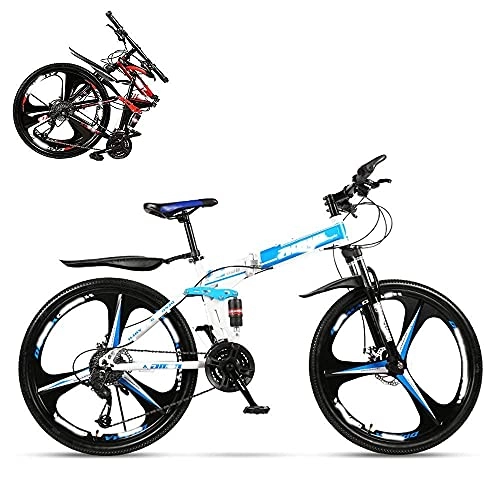 Mountain Bike pieghevoles : LYTBJ Bicicletta per Adulti Pieghevole, Mountain Bike a velocità variabile da 26 Pollici, Doppio Ammortizzatore per Uomo e Donna, Doppio Freno a Disco, 21 / 24 / 27 / 30 velocità Opzionale