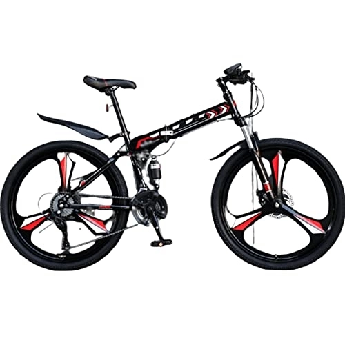 Mountain Bike pieghevoles : MIJIE Mountain Bike Pieghevole Fuoristrada - Mountain Bike Pieghevole ergonomica, Mountain Bike Pieghevole con Doppio Freno a Disco, per Adulti (Red 27.5inch)