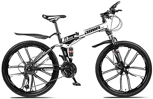 Mountain Bike pieghevoles : Mountain bike a doppia sospensione Comfort & Cruiser Bike Mountain Bike Mountain Bike ad alto tenore di carbonio telaio pieghevole 66 cm bicicletta da strada (colore: blu Dimensioni: 27 velocità), Giallo., 21 speed