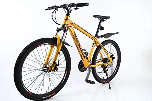 Mountain Bike pieghevoles : MYTNN - Bicicletta Mountain Bike con Telaio in Alluminio da 26", Cambio Shimano a 21 Marce, Blocco di forcelle a Molla, Bicicletta con Freni a Disco, con parafanghi, Orange