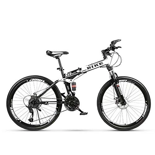 Mountain Bike pieghevoles : Novokart-Bicicletta Sportiva da Montagna, Mountain Bike Pieghevole per Uomini e Donne Adulti, 24 Pollici con Ruota a Raggi, Bianco