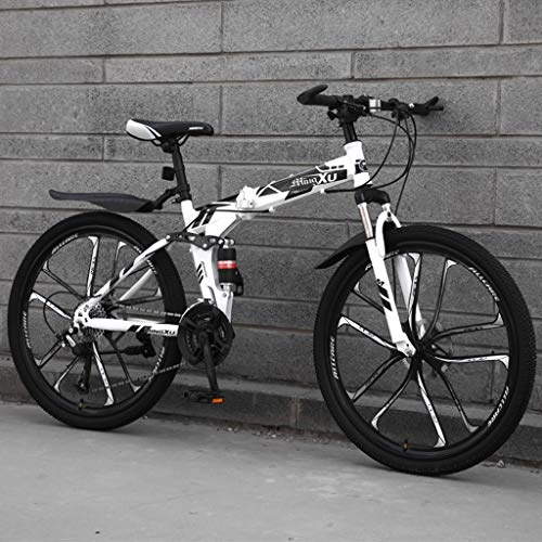 Mountain Bike pieghevoles : Qj Mountain Bike 27 velocità Steel Frame 26 Pollici Doppia della Sospensione Folding Bike, b