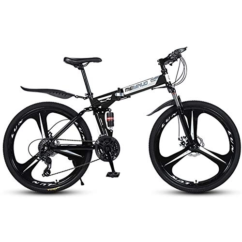 Mountain Bike pieghevoles : RR-YRL 26-inch Folding Bike, Mountain Bike, Bike Ammortizzatore, Unisex City Road Bike, Black 21 Speed