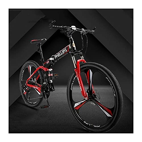 Mountain Bike pieghevoles : Story Mountain Bike a velocità variabile Pieghevole Doppio Disco Freno a Disco in Lega di Alluminio One Ruota 3 Coltello Bicicletta per Studente 2019 (Color : Red, Size : 27speed)