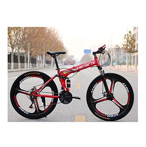 Mountain Bike pieghevoles : Tbagem-Yjr Mountain Bike 24 velocità in Acciaio Telaio della Bicicletta 26 Pollici Ruote Città Pieghevole Strada for Adulti (Color : Red)
