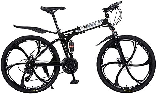 Mountain Bike pieghevoles : Wangwang454 26 inch Mountain Bike Folding Bike Folding Bike Foldable Mountain Bike with Variable Speed Shimano 21 Gear Shift Boys-Men Bike with Front And Rear Fender-Black