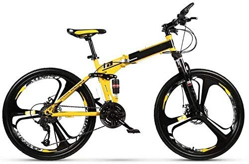 Mountain Bike pieghevoles : WUAZ Mountain Bike, 26 '' Bicicletta Pieghevole Rimovibile con 3 Cutter A Rotelle, per Gli Adulti, 21 velocità Shifter, Giallo