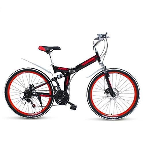 Mountain Bike pieghevoles : WYN Folding Mountain Bicycle  Front And Rear Mechanical Disc Brakes Double for Adult Students, 24 inch 27 Speed
