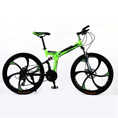 Mountain Bike pieghevoles : Zhangxiaowei Mens Mountain Bike, Sospensione Anteriore, 21 / 24-Velocità, 26-Pollice Ruote, 17, 5 Pollici Cornice in Alluminio, Verde, 24 Speed