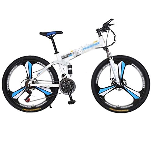 Mountain Bike pieghevoles : Zlw-shop Bicicletta Pieghevole Folding Bike, Portatile da 26 Pollici Ruote Portatile Carbike Bici Adulta Studenti Ultra-Light Bicicletta (Color : Blue, Dimensione : 27 Speed)