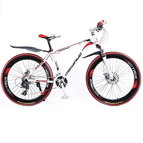 Mountain Bike : Adulti Mountain Bike, 26 Pollici Ruote, 24-Velocità Biciclette, con Freni a Disco, Blu, Rosso