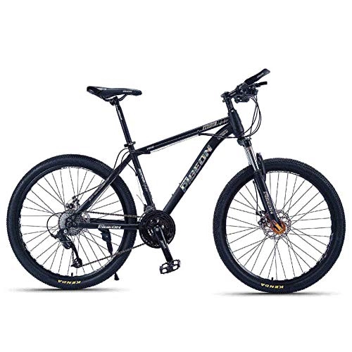 Mountain Bike : BCX Mountain bike per adulti, mountain bike hardtail da 26 pollici con telaio in acciaio al carbonio, bici da uomo con sospensione anteriore, mountain bike per tutti i terreni, oro, 27 velocità, Argen