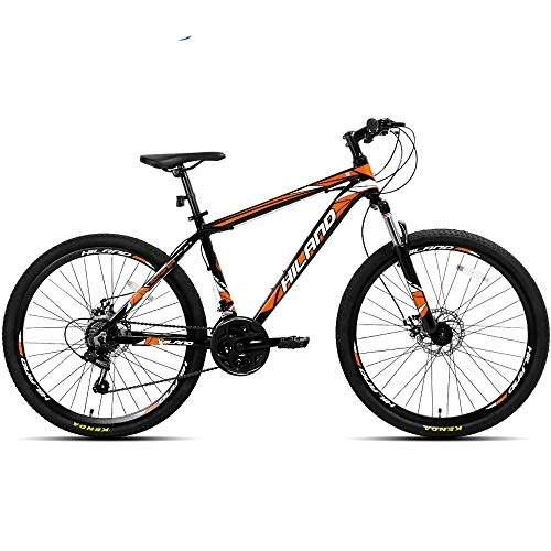 Mountain Bike : Bicicletta a sospensione in lega di alluminio, 26 pollici, 21 velocità, con doppio freno a disco, ruota arancione