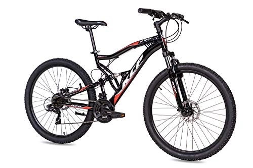 Mountain Bike : Bicicletta mountain bike da 27, 5", KCP Attack, unisex, con cambio Shimano a 21 marce, di colore nero