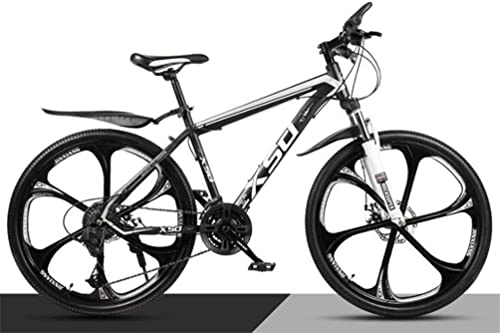 Mountain Bike : Bicicletta, Mountain Bike in Acciaio ad Alto tenore di Carbonio 26 Pollici Ruota a Raggi Doppia Sospensione, MTB da Uomo (Color : Black White, Size : 21 Speed)