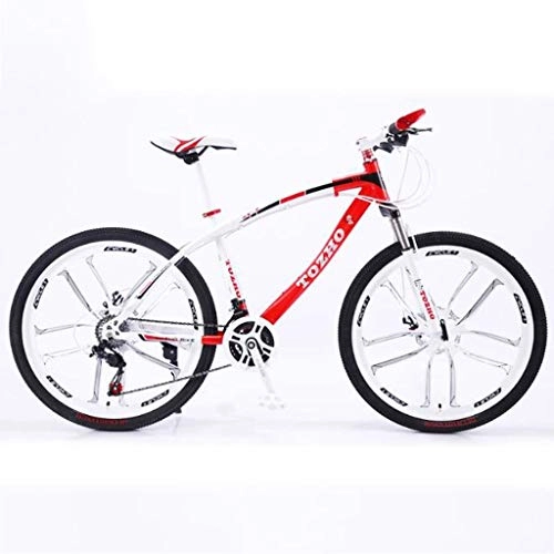 Mountain Bike : Bicicletta Mountainbike, Mountain Bike, 26" Biciclette hardtail, acciaio al carbonio Telaio, doppio freno a disco anteriore e sospensione, 21 24 27 velocit MTB Bike ( Color : Red , Size : 27 Speed )