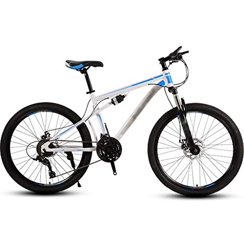Mountain Bike : Bicicletta Per Adulti Mountain Bike Per Giovani Con Assorbimento Degli Urti, Bicicletta Da Strada Per Equitazione All'aperto, Doppio Assorbimento Degli Urti ( Color : White blue-21spd , Size : 26inch )