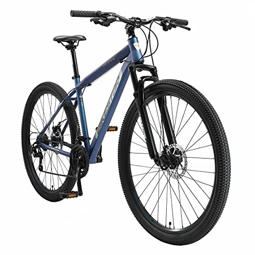 Mountain Bike : BIKESTAR Hardtail Mountain Bike, Freni a Disco, 29" | Bicicletta MTB Telaio 19" Cambio Shimano a 21 velocità, sospensioni | Blu