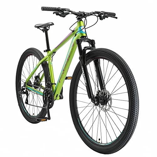 Mountain Bike : BIKESTAR Hardtail Mountain Bike in Alluminio, Freni a Disco, 29" | Bicicletta MTB Telaio 17" Cambio Shimano a 21 velocità, sospensioni | Verde Blu