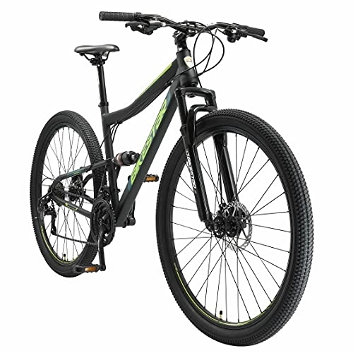 Mountain Bike : BIKESTAR MTB Mountain Bike Sospensione Completa 29", Freni a Disco| Bicicletta MTB Telaio 19" Cambio Shimano a 21 velocità | Nero