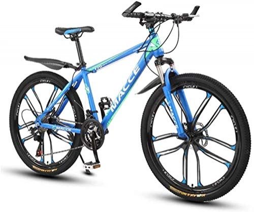 Mountain Bike : DALUXE Mountain Bike 24 / 26 Pollici 21 velocit di 10 Metri di Raggio Acciaio Forcella Moto Trasmissione Cycdaluxeg Binario Biciclette Alto Esterna MTB Carbonio Smorzamento Telaio (Blu), l