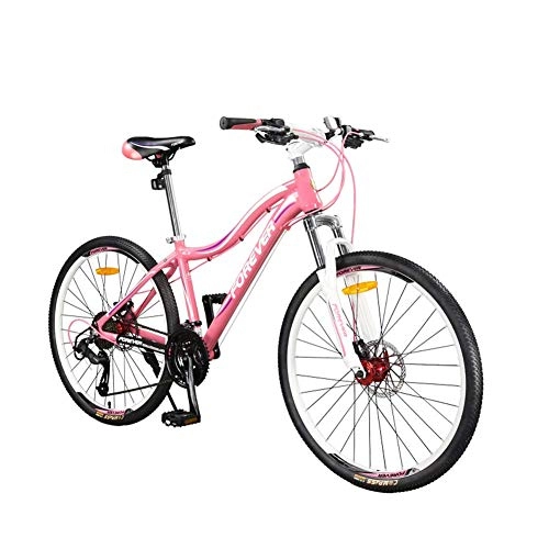 Mountain Bike : Dpliu Bicicletta della Montagna, 26" Wheel Adulti MTB Mountain Bike Hardtail Sospensione Anteriore della Montatura di Colore Rosa Caldo Leggero in Lega 27 velocità